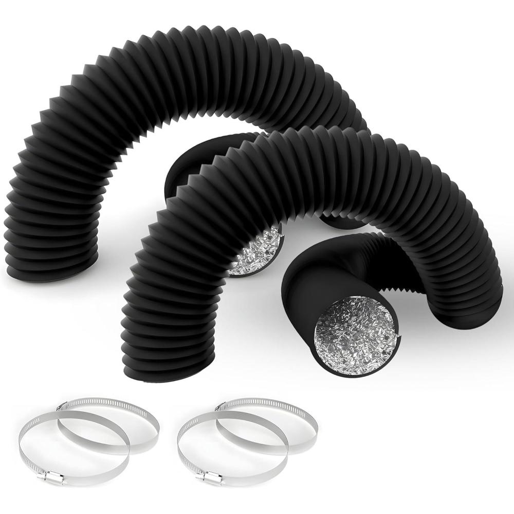 imageHealSmart 12quot 8 Ft Aluminum Ducting Flexible HeavyDuty FourLayer Protection with 2 Duct Clamps Dryer Vent Hose for Heating Cooling Ventilation and Exhaust Fan4 8 PVC2 Pcs
