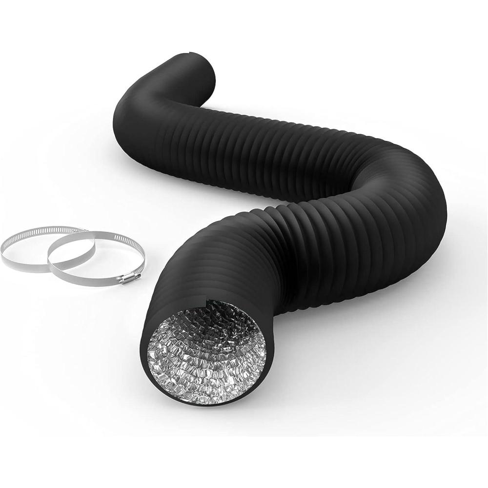 imageHealSmart 12quot 8 Ft Aluminum Ducting Flexible HeavyDuty FourLayer Protection with 2 Duct Clamps Dryer Vent Hose for Heating Cooling Ventilation and Exhaust Fan4 8 Ducting