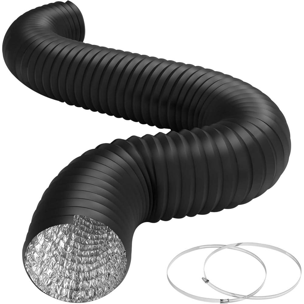 imageHealSmart 12quot 8 Ft Aluminum Ducting Flexible HeavyDuty FourLayer Protection with 2 Duct Clamps Dryer Vent Hose for Heating Cooling Ventilation and Exhaust Fan10 8 Ducting