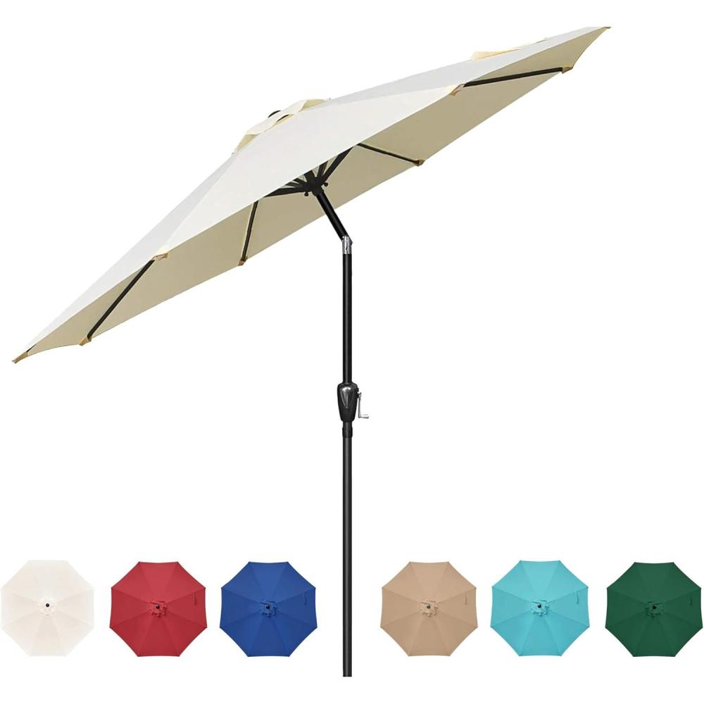 imageHealSmart 2pcs 9ft Patio Umbrella with Push Button TiltCrank Outdoor Table Market Yard Umbrella with 8 Sturdy Ribs for Garden Backyard Deck Pool RedBeige