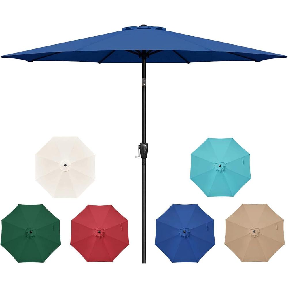 imageHealSmart 2pcs 9ft Patio Umbrella with Push Button TiltCrank Outdoor Table Market Yard Umbrella with 8 Sturdy Ribs for Garden Backyard Deck Pool RedBlue  New