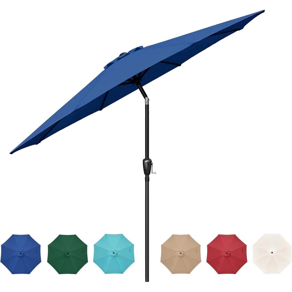 imageHealSmart 2pcs 9ft Patio Umbrella with Push Button TiltCrank Outdoor Table Market Yard Umbrella with 8 Sturdy Ribs for Garden Backyard Deck Pool RedBlue