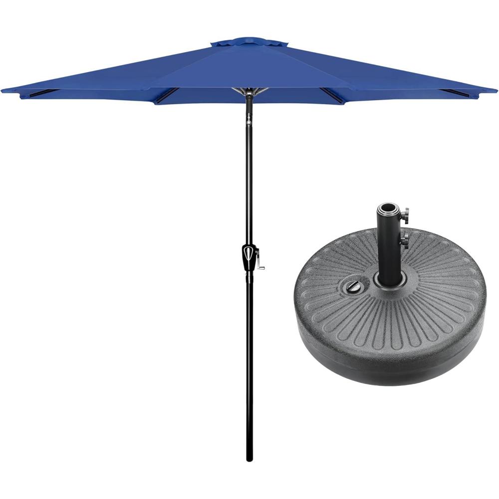 imageHealSmart 2pcs 9ft Patio Umbrella with Push Button TiltCrank Outdoor Table Market Yard Umbrella with 8 Sturdy Ribs for Garden Backyard Deck Pool RedBlueBlack
