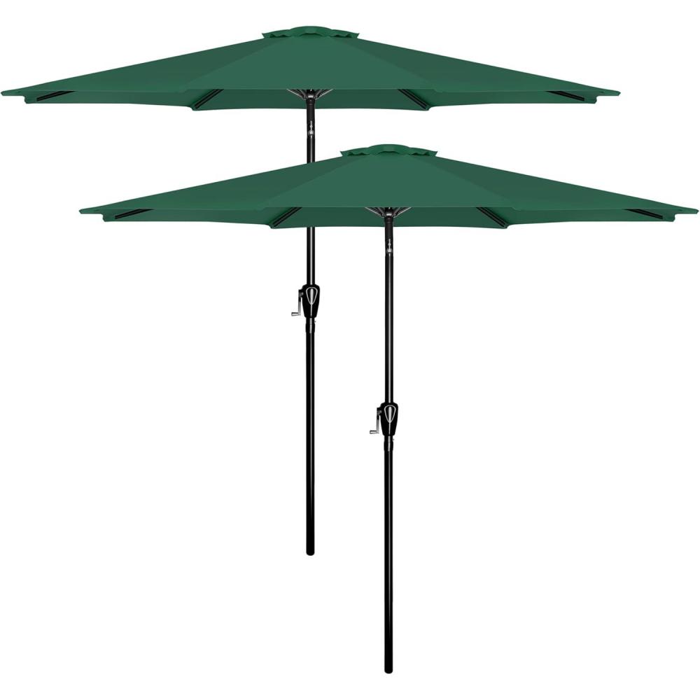 imageHealSmart 2pcs 9ft Patio Umbrella with Push Button TiltCrank Outdoor Table Market Yard Umbrella with 8 Sturdy Ribs for Garden Backyard Deck Pool RedGreen 2Pack