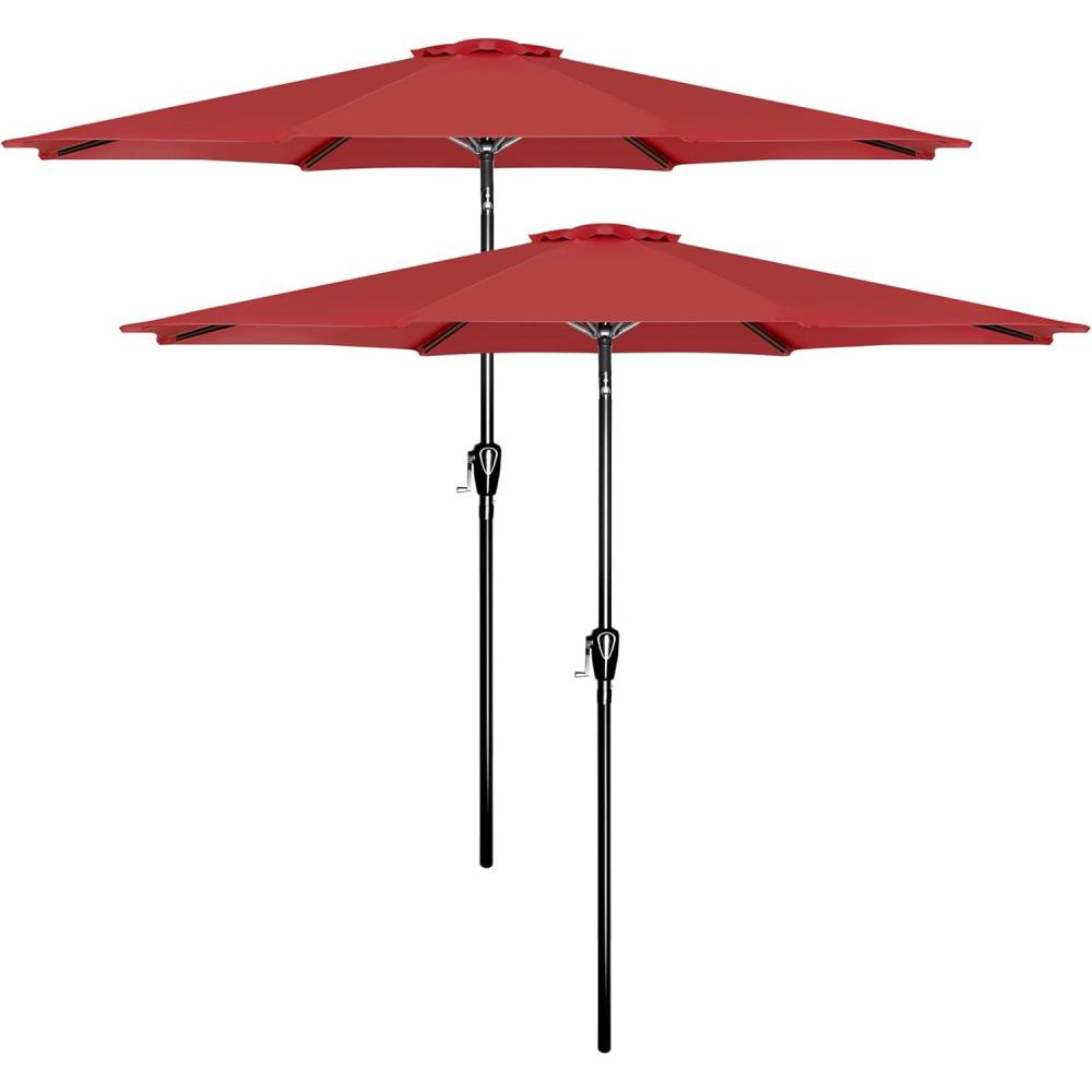 imageHealSmart 2pcs 9ft Patio Umbrella with Push Button TiltCrank Outdoor Table Market Yard Umbrella with 8 Sturdy Ribs for Garden Backyard Deck Pool RedRed 2Pack