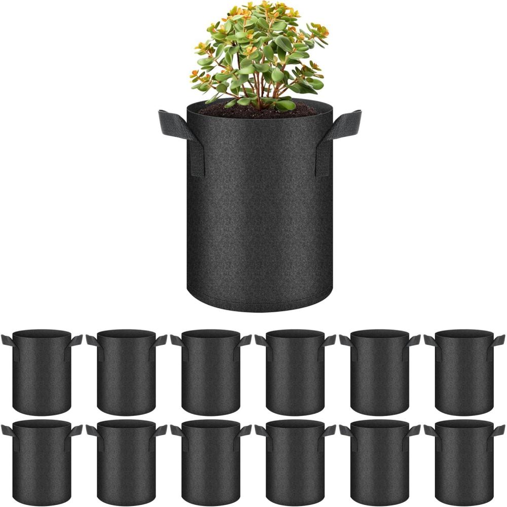 imageHealSmart 6Pack 1 Gallon Grow Bags Nonwoven Aeration Fabric Pots with Handles Cloth Plant Pots Suitable for Garden Fruits Vegetables Tomato and Flowers BlackBlack 12 Pack