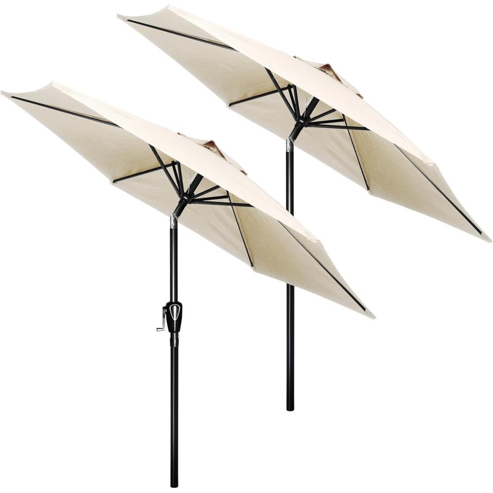 imageHealSmart 75ft Patio Umbrella with Push Button TiltCrank Outdoor Table Market Yard Umbrella 6 Sturdy Ribs for Garden Deck Backyard PoolCreamy White2P