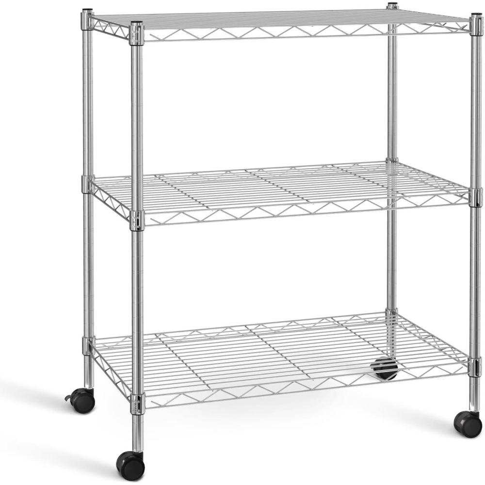 imageHealSmart Heavy Duty 5Shelf Storage Shelves 1750Lb Loading Capacity 3543quot W x 1772quot D x 7087quot H Adjustable Shelving Unit with Wheels Chrome23 x 13 x 30  3Shelf