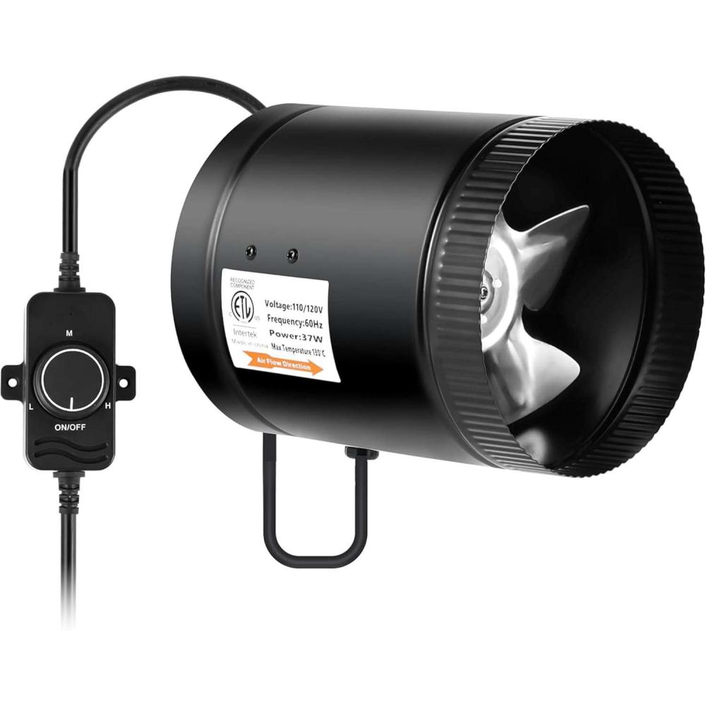 imageHealSmart Inline Booster Duct Fan with Speed Controller 4 106 CFM Exhaust HVAC Ventilation Fan for Bathrooms Kitchens Workshops and Basements Black6