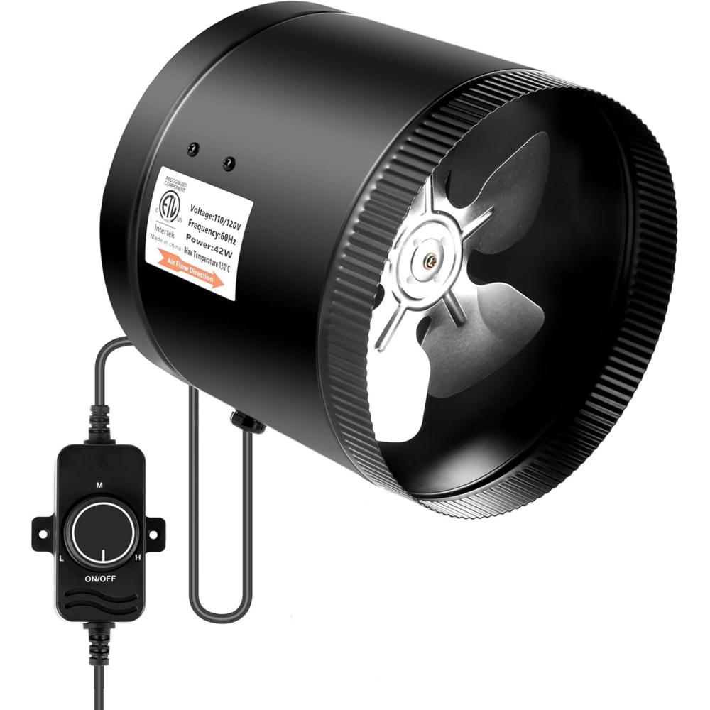 imageHealSmart Inline Booster Duct Fan with Speed Controller 4 106 CFM Exhaust HVAC Ventilation Fan for Bathrooms Kitchens Workshops and Basements Black8