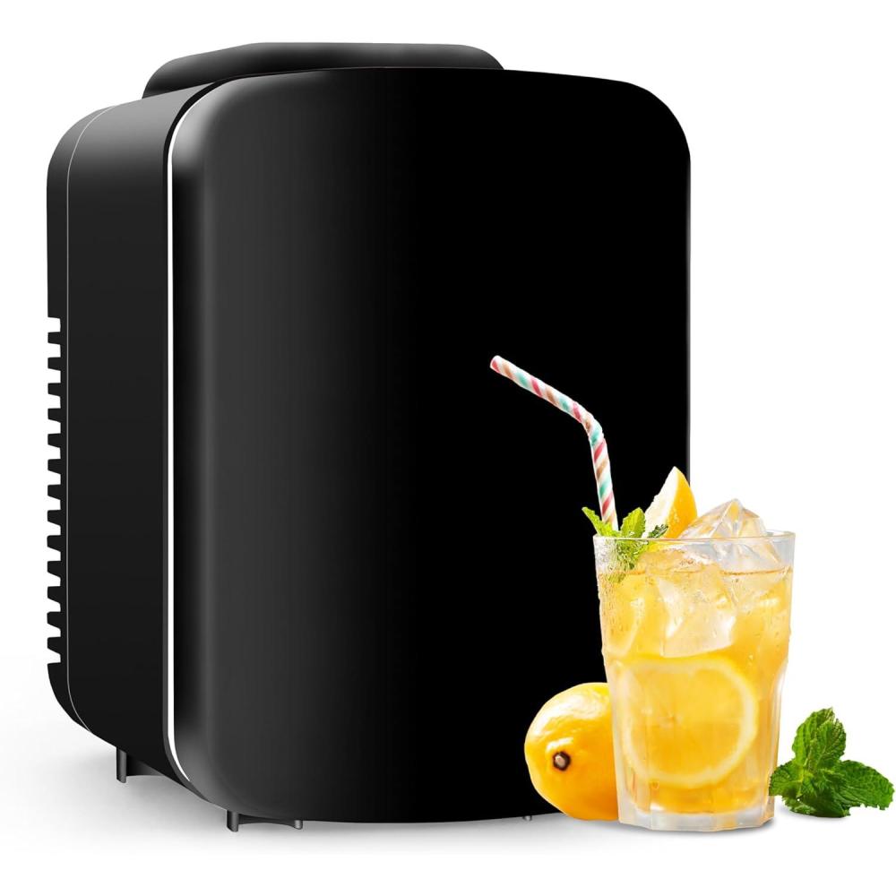imageHealSmart Portable Mini Fridge 4 Liter 6 Can Cooler and Warmer Compact Refrigerators 100 FreonFree ampamp Eco Friendly for Drinks Food Medications 4L Black