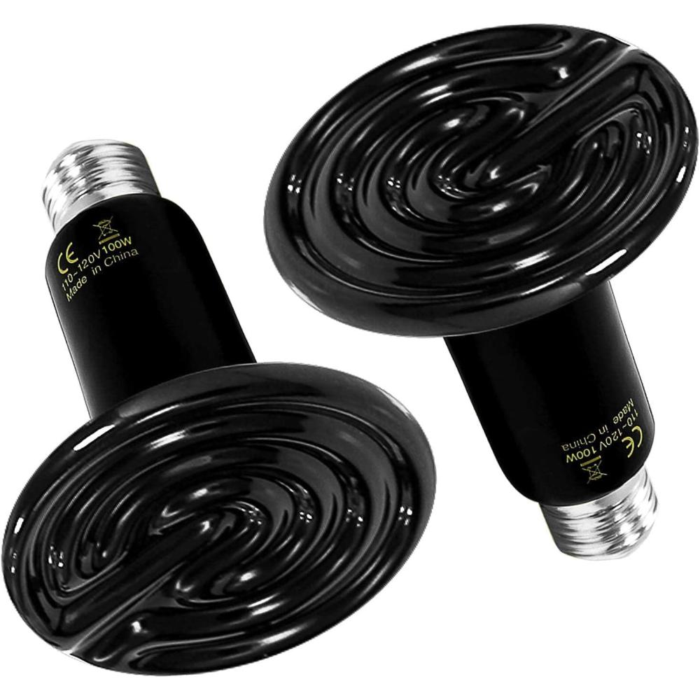 imageHealSmart Reptile Heat Lamp 150W Ceramic Heat Emitter No Light Emitting Heat Bulbs for Amphibian Pet Brooder Coop Incubating Chicken Lizard Bearded Dragon Turtle Snake Terrarium 4Pack100W