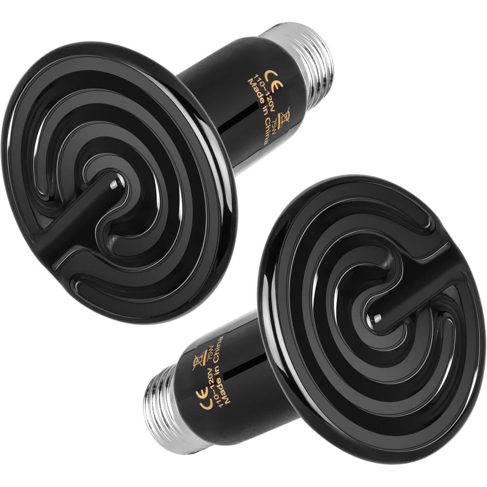 imageHealSmart Reptile Heat Lamp 150W Ceramic Heat Emitter No Light Emitting Heat Bulbs for Amphibian Pet Brooder Coop Incubating Chicken Lizard Bearded Dragon Turtle Snake Terrarium 4Pack75W