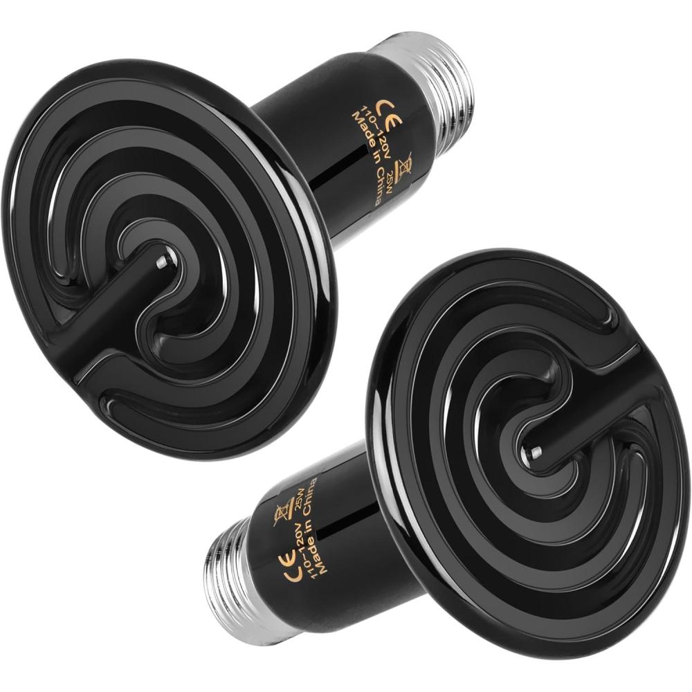 imageHealSmart Reptile Heat Lamp 150W Ceramic Heat Emitter No Light Emitting Heat Bulbs for Amphibian Pet Brooder Coop Incubating Chicken Lizard Bearded Dragon Turtle Snake Terrarium 4Pack25 Watts