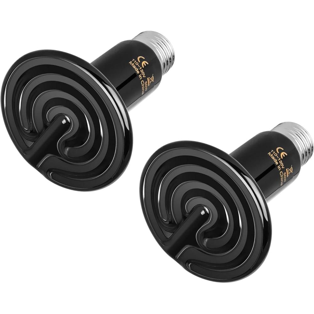 imageHealSmart Reptile Heat Lamp 150W Ceramic Heat Emitter No Light Emitting Heat Bulbs for Amphibian Pet Brooder Coop Incubating Chicken Lizard Bearded Dragon Turtle Snake Terrarium 4Pack50 Watts