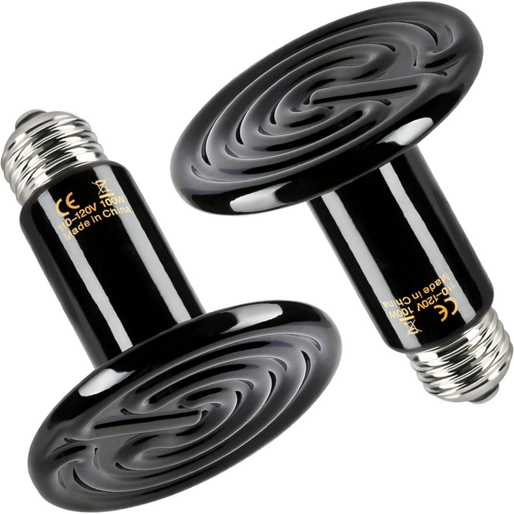 imageHealSmart Reptile Heat Lamp Bulb Ceramic Heat Emitter 100W No Light Emitting Brooder Coop Heater for Amphibian Pet ampamp Incubating Chicken Black100 Watts