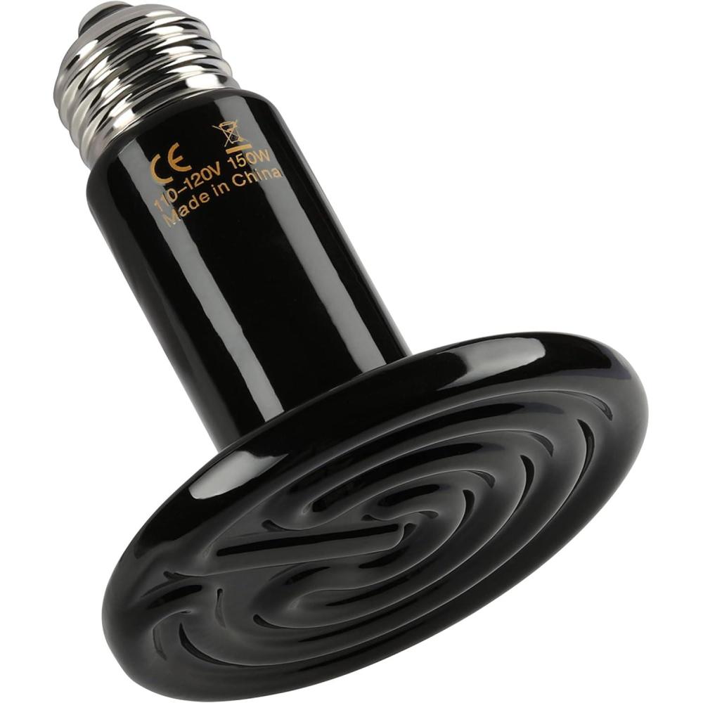 imageHealSmart Reptile Heat Lamp Bulb Ceramic Heat Emitter 150W No Light Emitting Brooder Coop Heater for Amphibian Pet ampamp Incubating Chicken BlackBlack