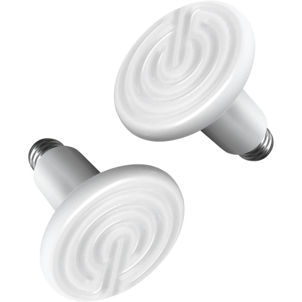 imageHealSmart Reptile Mini Heat Lamp 25W50W Ceramic Heat Emitter No Light Emitting Infrared Heat Bulbs for Amphibian Pet Brooder Coop Incubating ChickenWhite2 Pack