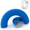 imageHealSmart 12 Inch 25 FT Flexible Aluminum Duct Equipped with 2 Clamps and 3 Layers of Protective Drying Tube for Heating Cooling Ventilation and Exhaust Fan SilverBlue
