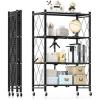 imageHealSmart Heavy Duty 5Shelf Storage Shelves 1750Lb Loading Capacity 3543quot W x 1772quot D x 7087quot H Adjustable Shelving Unit with Wheels Chrome4Shelf  Foldable