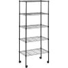 imageHealSmart Heavy Duty 6Tier Shelving Units Adjustable Wire Shelf with 1000 lbs Capacity 250 per Shelf 77cm D x 365cm W x 215cm H Black 6 Levels Storage Shelf with Wheels ampamp Leveling FeetBasic