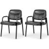 imageHealSmart Office Reception Guest Chair with Leather Padded Arm Rest for Waiting Room Lobby Home Desk Table Side Chairs for Elderly Seniors BlackLeather Chairs 2 PackInky