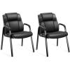 imageHealSmart Office Reception Guest Chair with Leather Padded Arm Rest for Waiting Room Lobby Home Desk Table Side Chairs for Elderly Seniors BlackLeather Chairs 2 Pack