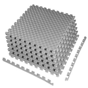 imageHealSmart  Inch Puzzle Exercise Mat HighDensity EVA Foam Floor Tiles for Home Gym Workout Equipment Protective Floor Padding ampamp Kids Play Areas Black 24 Sq Ft  6 TilesGrey1 Thick