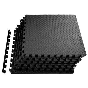 imageHealSmart  Inch Puzzle Exercise Mat HighDensity EVA Foam Floor Tiles for Home Gym Workout Equipment Protective Floor Padding ampamp Kids Play Areas Black 24 Sq Ft  6 TilesBlack34 Thick