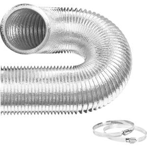 imageHealSmart 12 Inch 25 FT Flexible Aluminum Duct Equipped with 2 Clamps and 3 Layers of Protective Drying Tube for Heating Cooling Ventilation and Exhaust Fan SilverSilver
