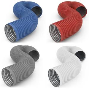 imageHealSmart 12 Inch 25 FT Flexible Aluminum Duct Equipped with 2 Clamps and 3 Layers of Protective Drying Tube for Heating Cooling Ventilation and Exhaust Fan SilverGrayWhiteBlueRed