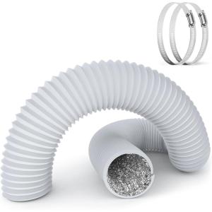 imageHealSmart 12 Inch 25 FT Flexible Aluminum Duct Equipped with 2 Clamps and 3 Layers of Protective Drying Tube for Heating Cooling Ventilation and Exhaust Fan SilverWhite