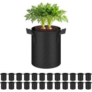 imageHealSmart 12Pack 3 Gallon Nonwoven Grow Bags Aeration Fabric Pots with Handles Suitable for Garden Fruits Vegetables and Flowers BlackBlack  24 Pack