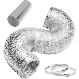imageHealSmart 12quot 8 Ft Aluminum Ducting Flexible HeavyDuty FourLayer Protection with 2 Duct Clamps Dryer Vent Hose for Heating Cooling Ventilation and Exhaust Fan4 8 Ducting New