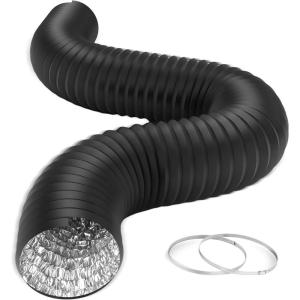 imageHealSmart 12quot 8 Ft Aluminum Ducting Flexible HeavyDuty FourLayer Protection with 2 Duct Clamps Dryer Vent Hose for Heating Cooling Ventilation and Exhaust Fan8 8 Ducting