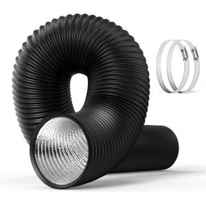imageHealSmart 12quot 8 Ft Aluminum Ducting Flexible HeavyDuty FourLayer Protection with 2 Duct Clamps Dryer Vent Hose for Heating Cooling Ventilation and Exhaust Fan4 16 PVC