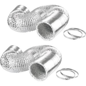 imageHealSmart 12quot 8 Ft Aluminum Ducting Flexible HeavyDuty FourLayer Protection with 2 Duct Clamps Dryer Vent Hose for Heating Cooling Ventilation and Exhaust Fan4 25 Ducting2 Pcs