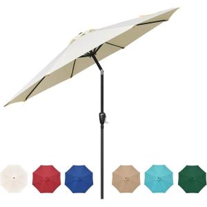 imageHealSmart 2pcs 9ft Patio Umbrella with Push Button TiltCrank Outdoor Table Market Yard Umbrella with 8 Sturdy Ribs for Garden Backyard Deck Pool RedBeige