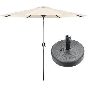 imageHealSmart 2pcs 9ft Patio Umbrella with Push Button TiltCrank Outdoor Table Market Yard Umbrella with 8 Sturdy Ribs for Garden Backyard Deck Pool RedBeigeBlack