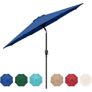 imageHealSmart 2pcs 9ft Patio Umbrella with Push Button TiltCrank Outdoor Table Market Yard Umbrella with 8 Sturdy Ribs for Garden Backyard Deck Pool RedBlue