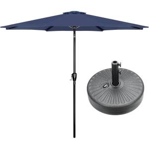 imageHealSmart 2pcs 9ft Patio Umbrella with Push Button TiltCrank Outdoor Table Market Yard Umbrella with 8 Sturdy Ribs for Garden Backyard Deck Pool RedDark BlueBlack