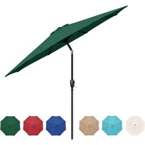 imageHealSmart 2pcs 9ft Patio Umbrella with Push Button TiltCrank Outdoor Table Market Yard Umbrella with 8 Sturdy Ribs for Garden Backyard Deck Pool RedGreen