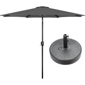 imageHealSmart 2pcs 9ft Patio Umbrella with Push Button TiltCrank Outdoor Table Market Yard Umbrella with 8 Sturdy Ribs for Garden Backyard Deck Pool RedGrayBlack