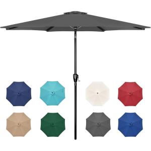 imageHealSmart 2pcs 9ft Patio Umbrella with Push Button TiltCrank Outdoor Table Market Yard Umbrella with 8 Sturdy Ribs for Garden Backyard Deck Pool RedGrey