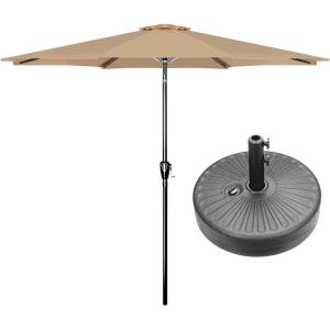 imageHealSmart 2pcs 9ft Patio Umbrella with Push Button TiltCrank Outdoor Table Market Yard Umbrella with 8 Sturdy Ribs for Garden Backyard Deck Pool RedTanBlack