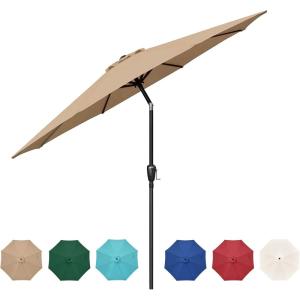 imageHealSmart 2pcs 9ft Patio Umbrella with Push Button TiltCrank Outdoor Table Market Yard Umbrella with 8 Sturdy Ribs for Garden Backyard Deck Pool RedTan  New