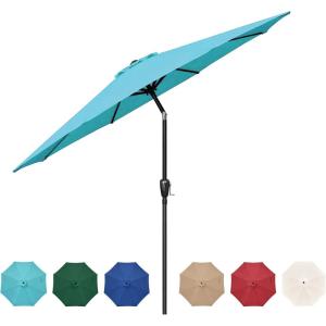 imageHealSmart 2pcs 9ft Patio Umbrella with Push Button TiltCrank Outdoor Table Market Yard Umbrella with 8 Sturdy Ribs for Garden Backyard Deck Pool RedTurquoise