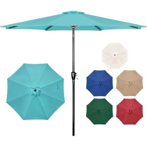 imageHealSmart 2pcs 9ft Patio Umbrella with Push Button TiltCrank Outdoor Table Market Yard Umbrella with 8 Sturdy Ribs for Garden Backyard Deck Pool RedTurquoise  New
