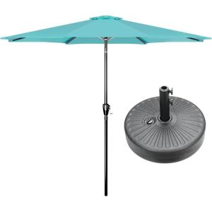 imageHealSmart 2pcs 9ft Patio Umbrella with Push Button TiltCrank Outdoor Table Market Yard Umbrella with 8 Sturdy Ribs for Garden Backyard Deck Pool RedTurquoiseBlack