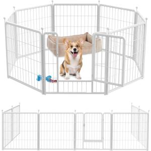 imageHealSmart 6 Panel 24quot Plastic Dog Playpen Folding ampamp Portable Pet Playpen for Indoor ampamp Outdoor Use Safe ampamp Secure Fence Ideal for Small to Medium Dogs BlackWhite